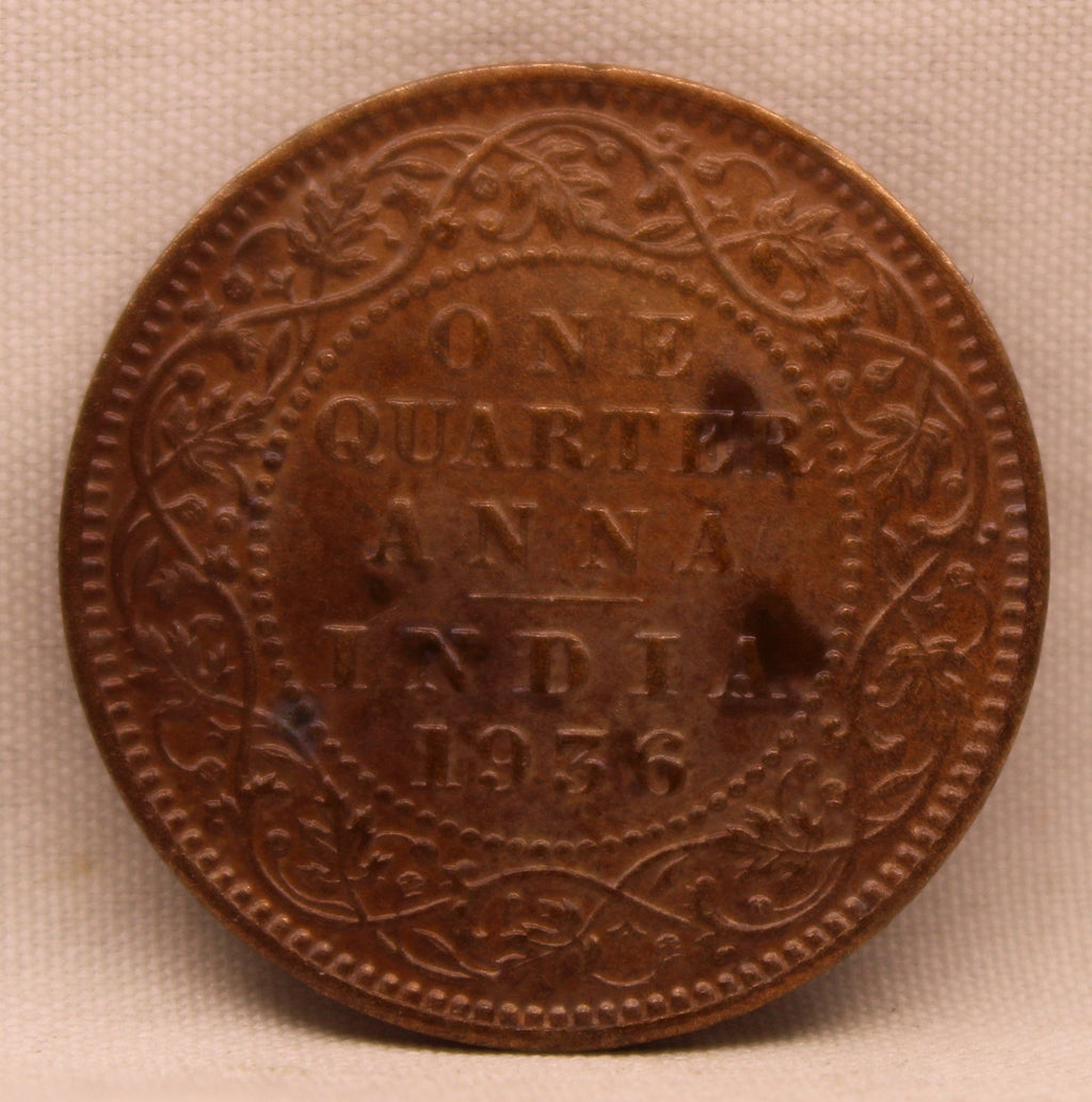 Quarter Anna Coin of King George V of Calcutta Mint of 1936 Bronze