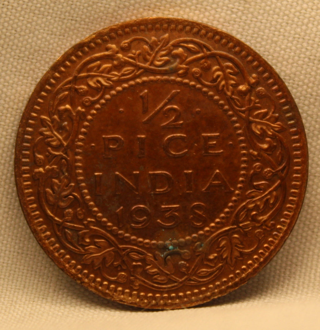 Half Pice Coin of King George VI of Calcutta Mint of 1938 Bronze