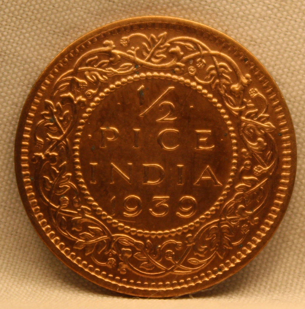 Half Pice Coin of King George VI of Calcutta Mint of 1939 Bronze