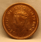 Half Pice Coin of King George VI of Calcutta Mint of 1939 Bronze