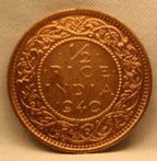 Half Pice Coin of King George VI of Calcutta Mint of 1940 Bronze