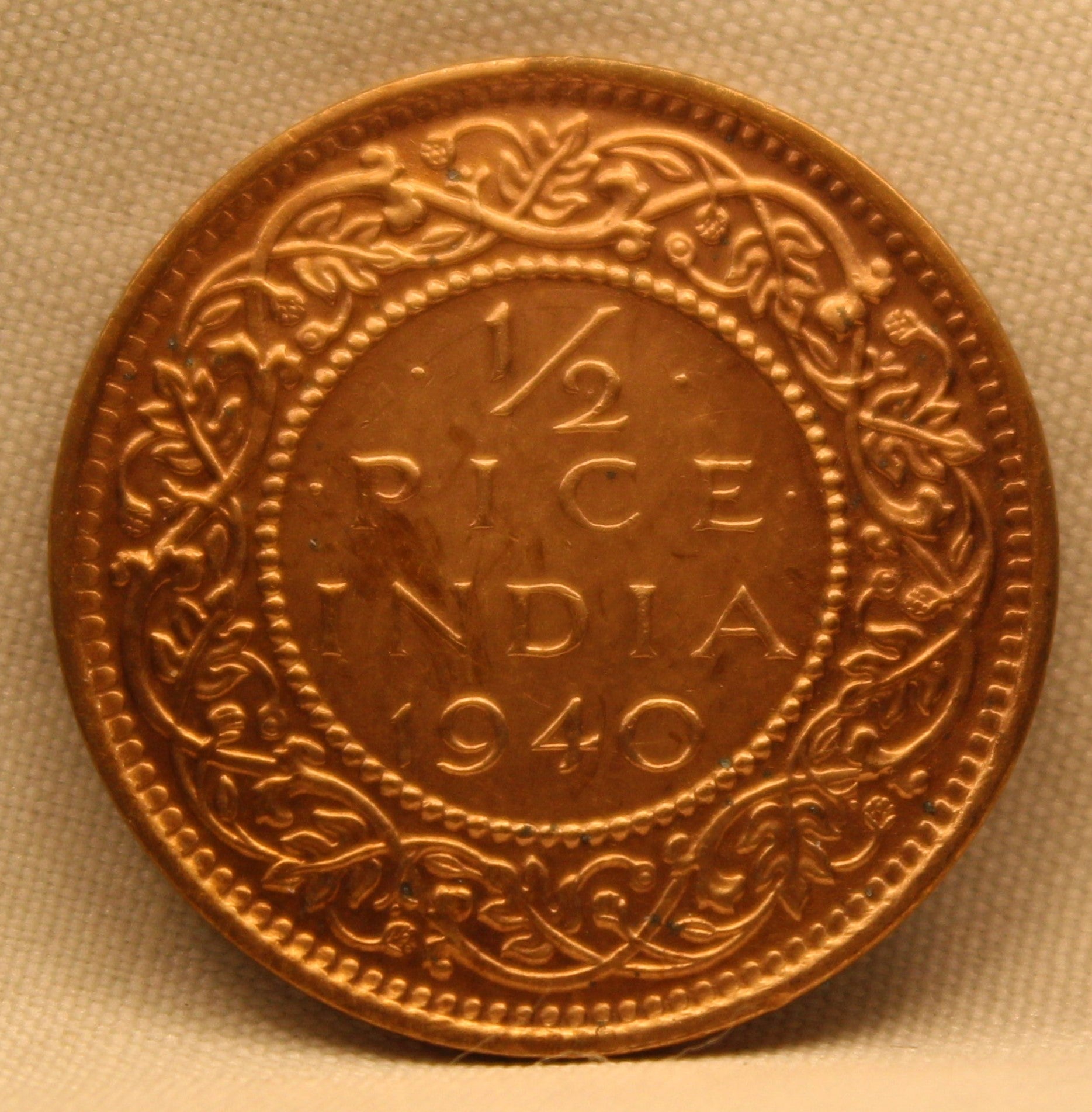 Half Pice Coin of King George VI of Calcutta Mint of 1940 Bronze