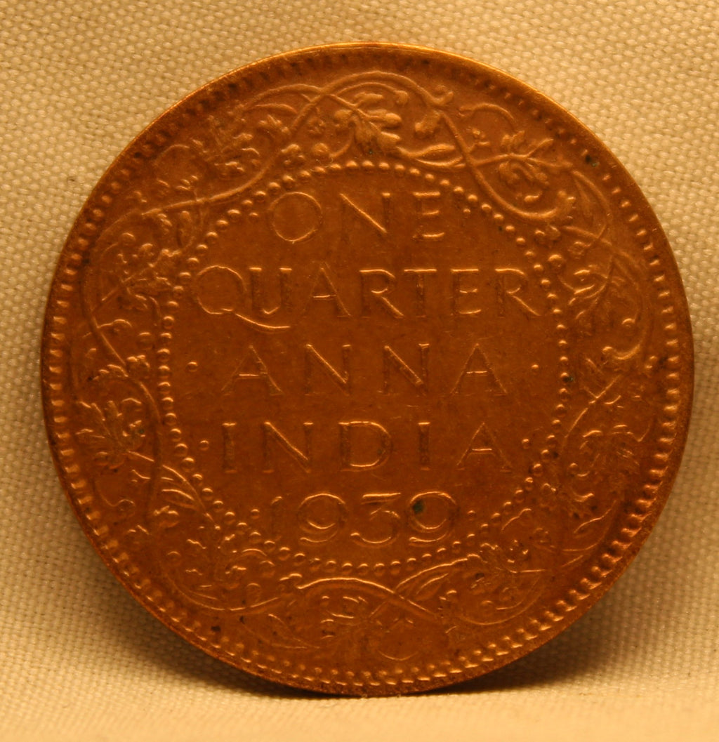 Quarter Anna 1939 George VI Copper coins
