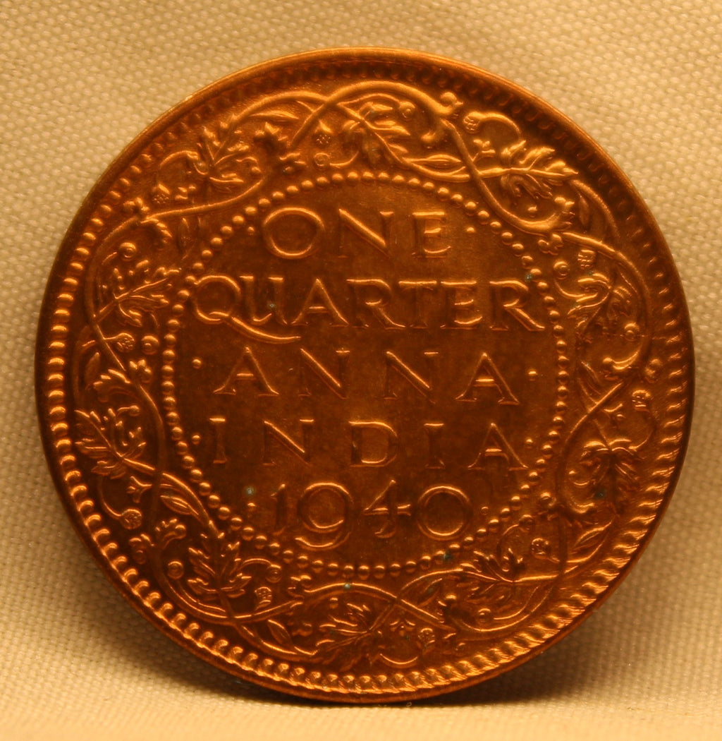 Quarter Anna 1940 George VI Copper coins