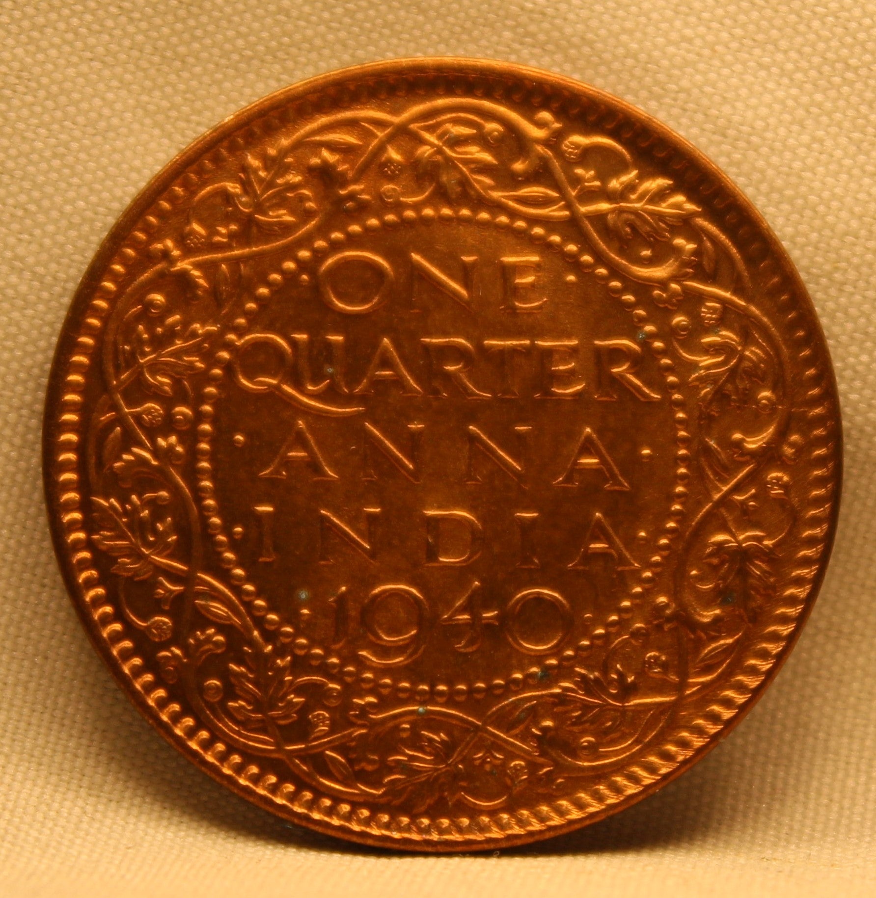 Quarter Anna 1940 George VI Copper coins