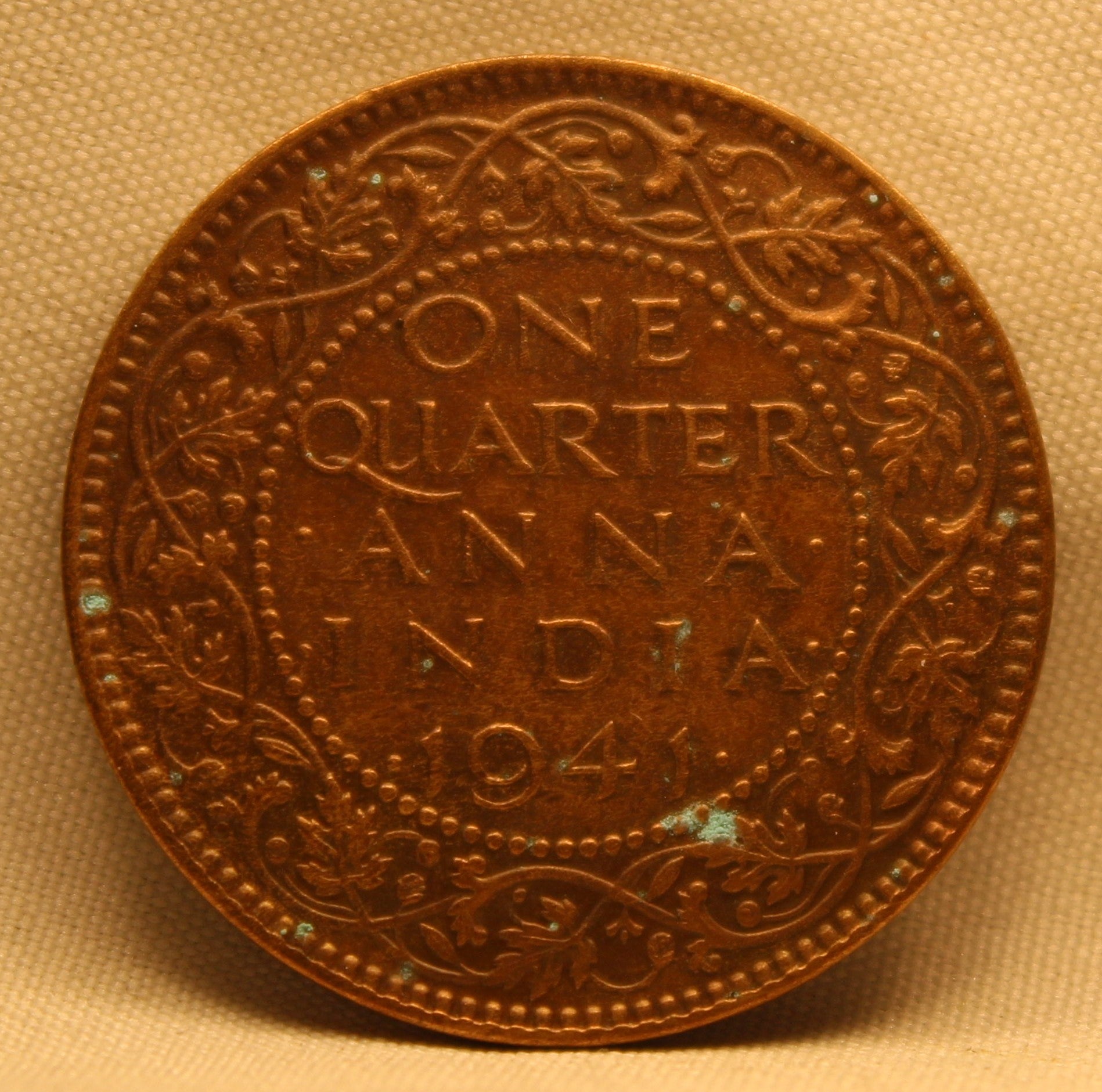 Quarter Anna 1941 George VI Copper coins