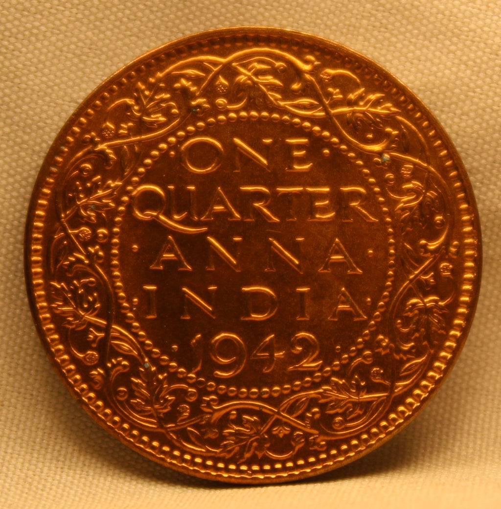 Quarter  Anna 1942 George VI Copper coins