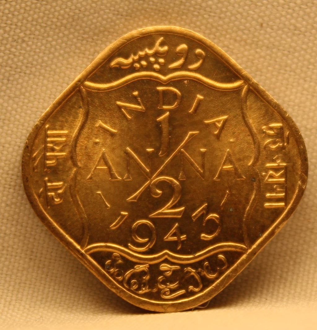 Half Anna 1943 George VI Nickel-Brass coins