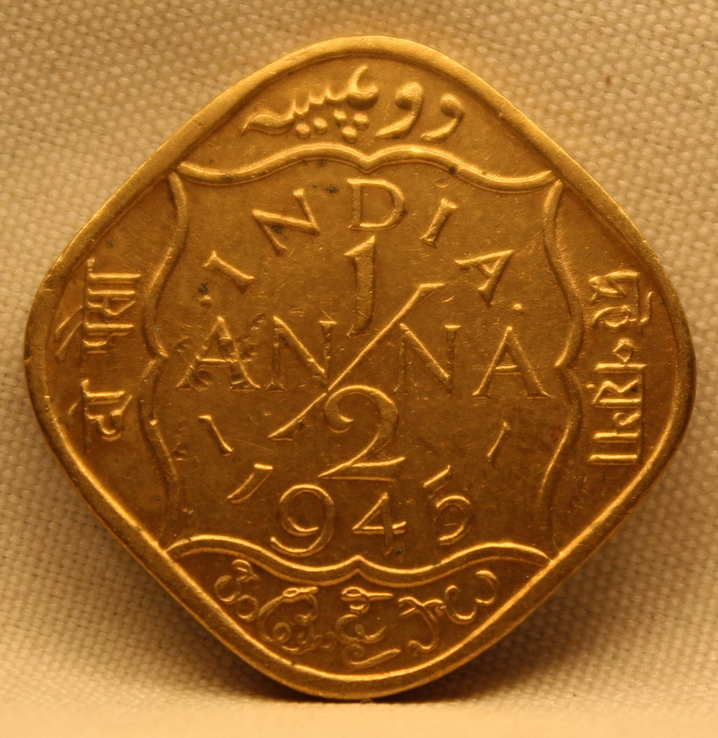 Half Anna 1945 George VI Nickel-Brass coins