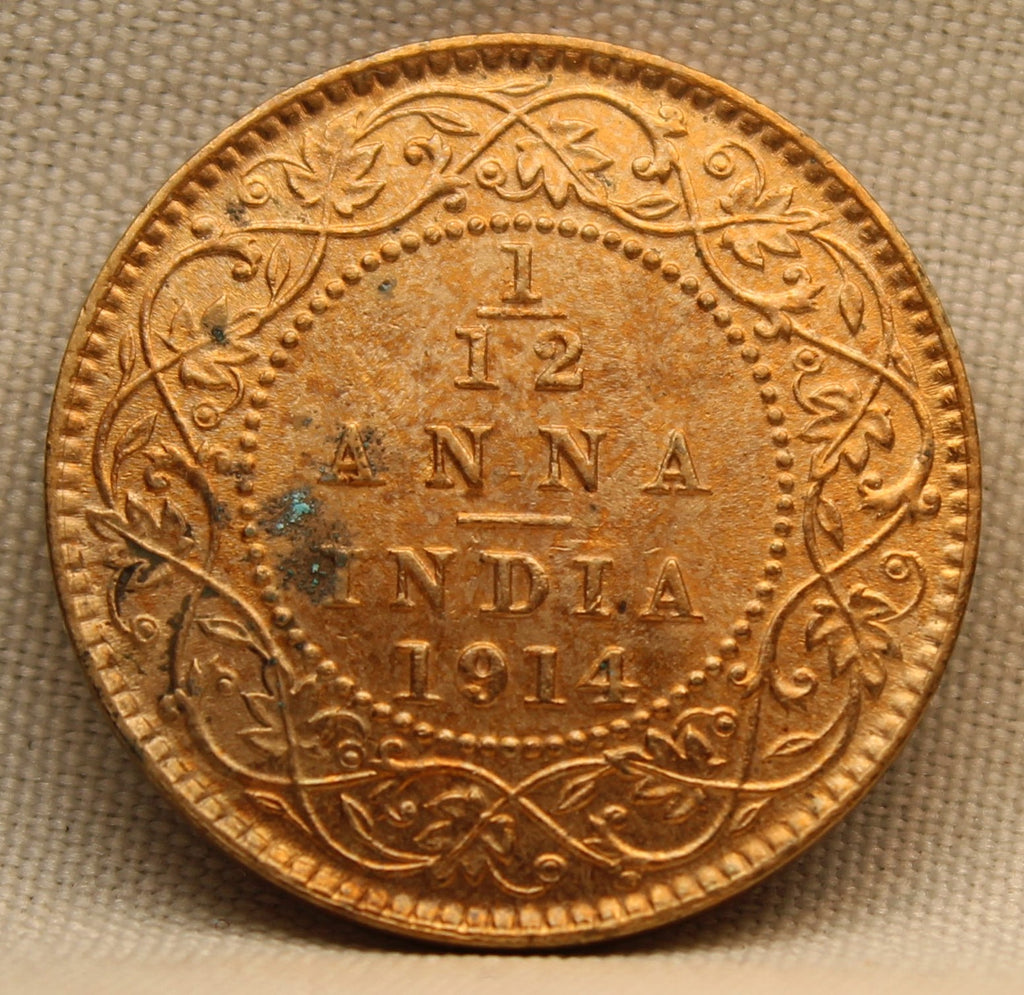 1\12 Anna 1914 George V Bronze coins