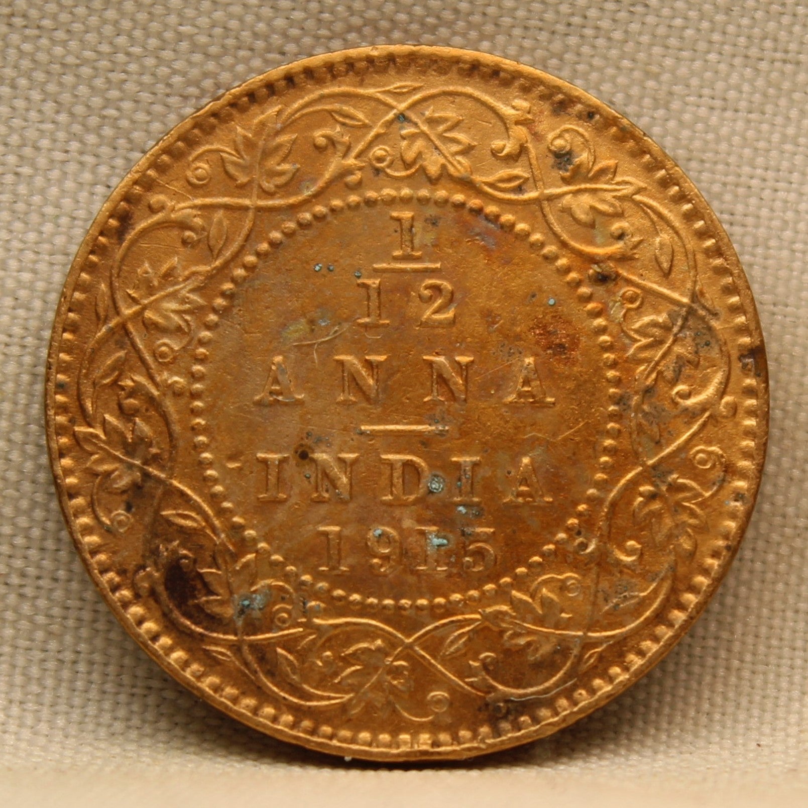 1\12 Anna 1915 George V Bronze coins