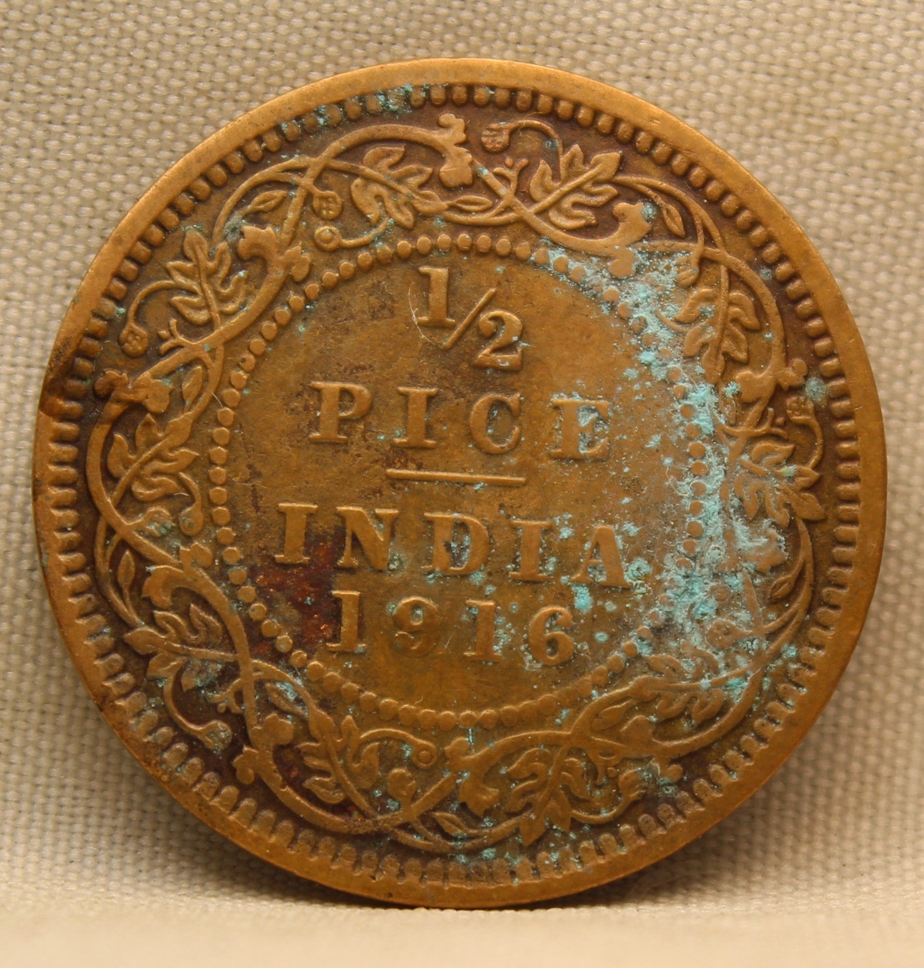 Half Pice 1916 George V Bronze coins