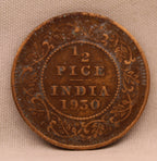 Half Pice 1930 George V Bronze coins
