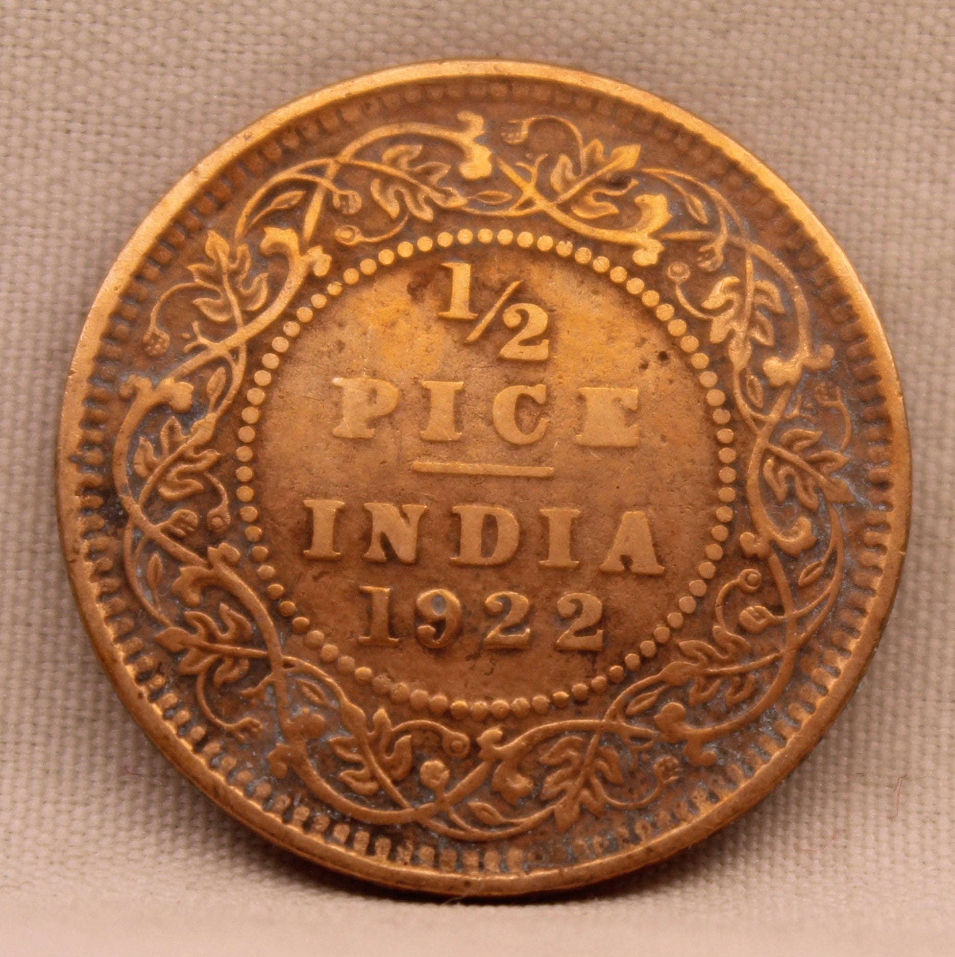 Half Pice 1922 George V Bronze coins