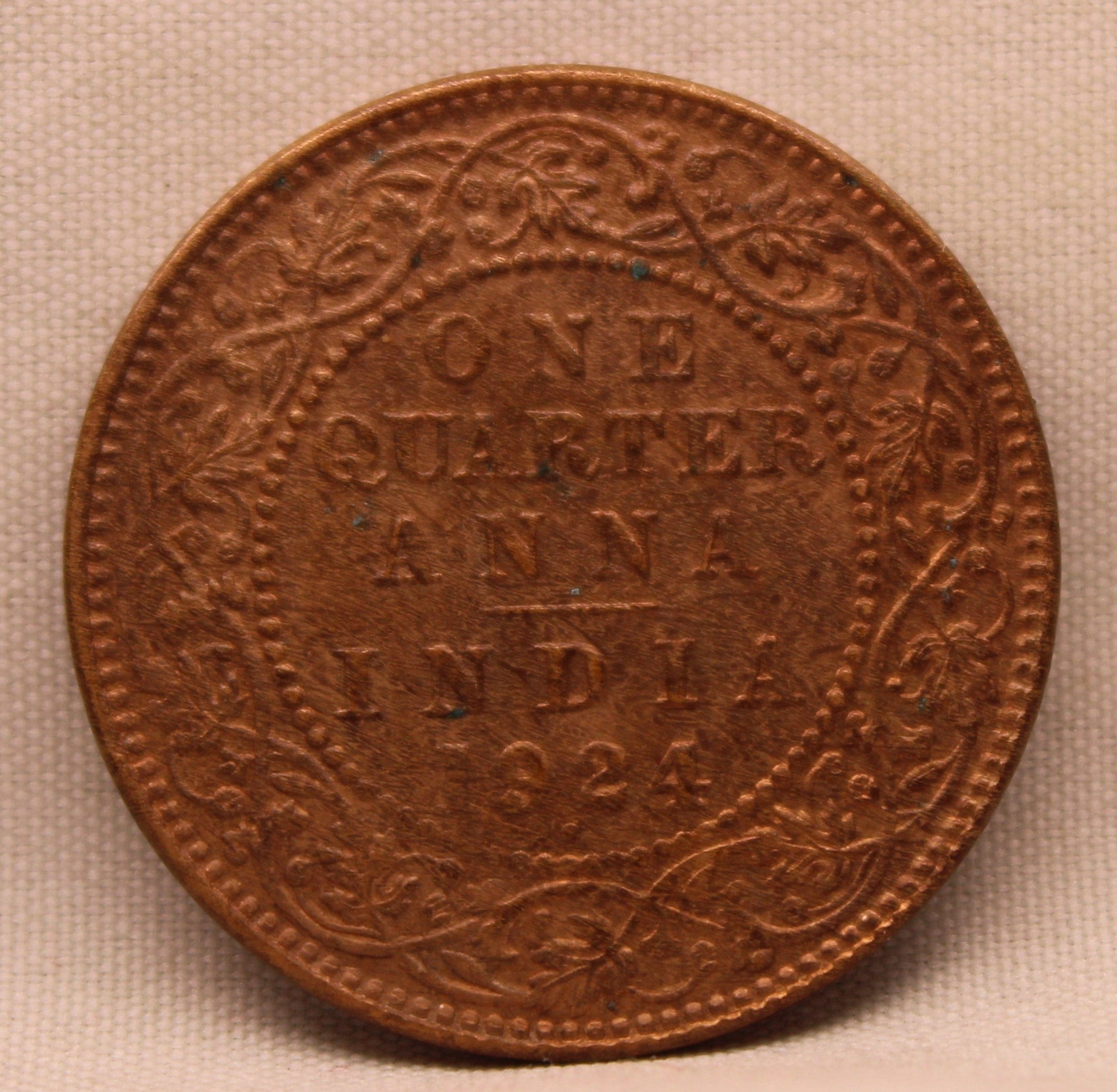 Quarter Anna 1924 George V Copper coins