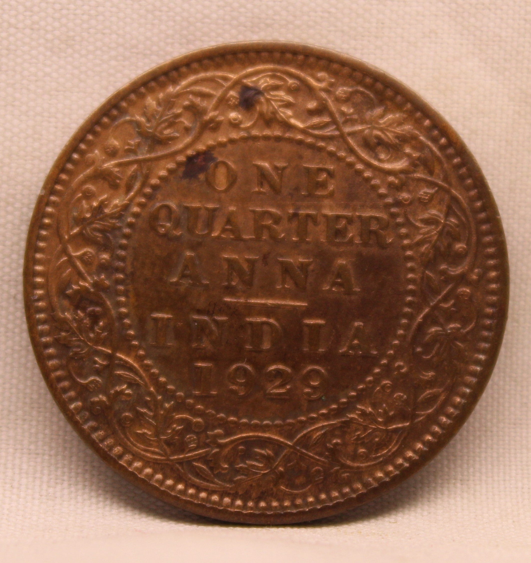 Quarter Anna 1929 George V Copper coins
