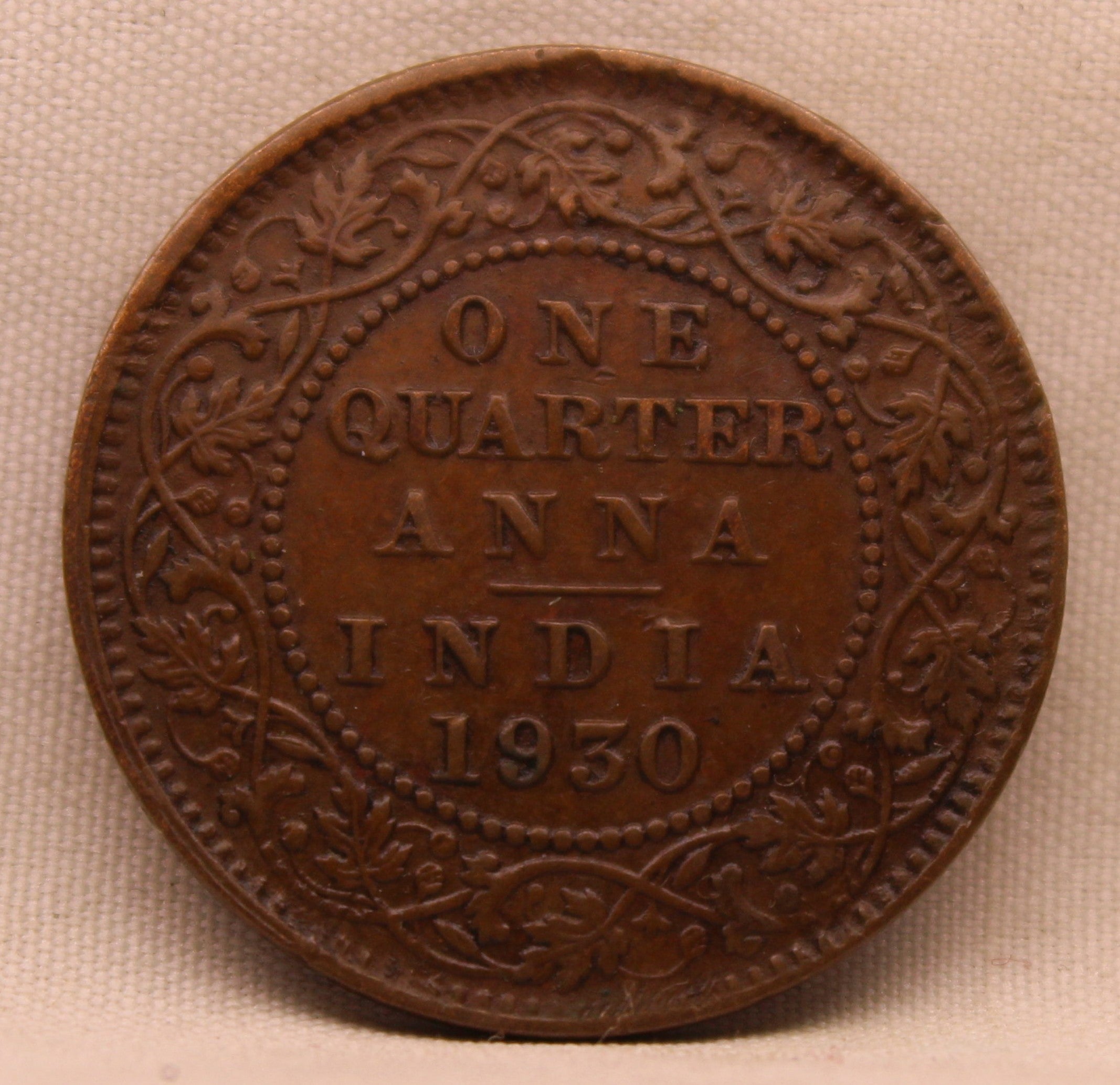 Quarter Anna 1930 George V Copper coins