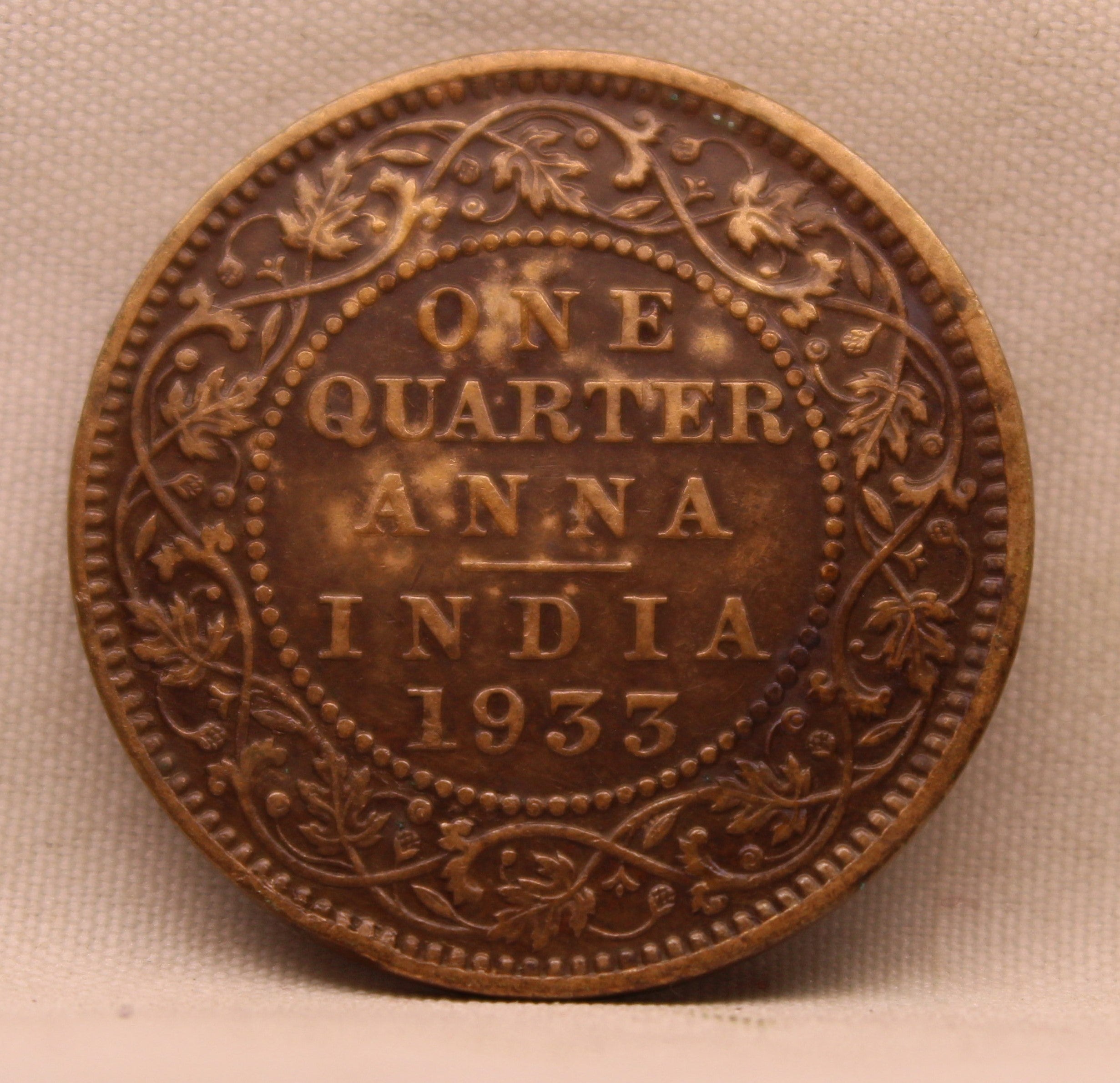 Quarter Anna 1933 George V Copper coins