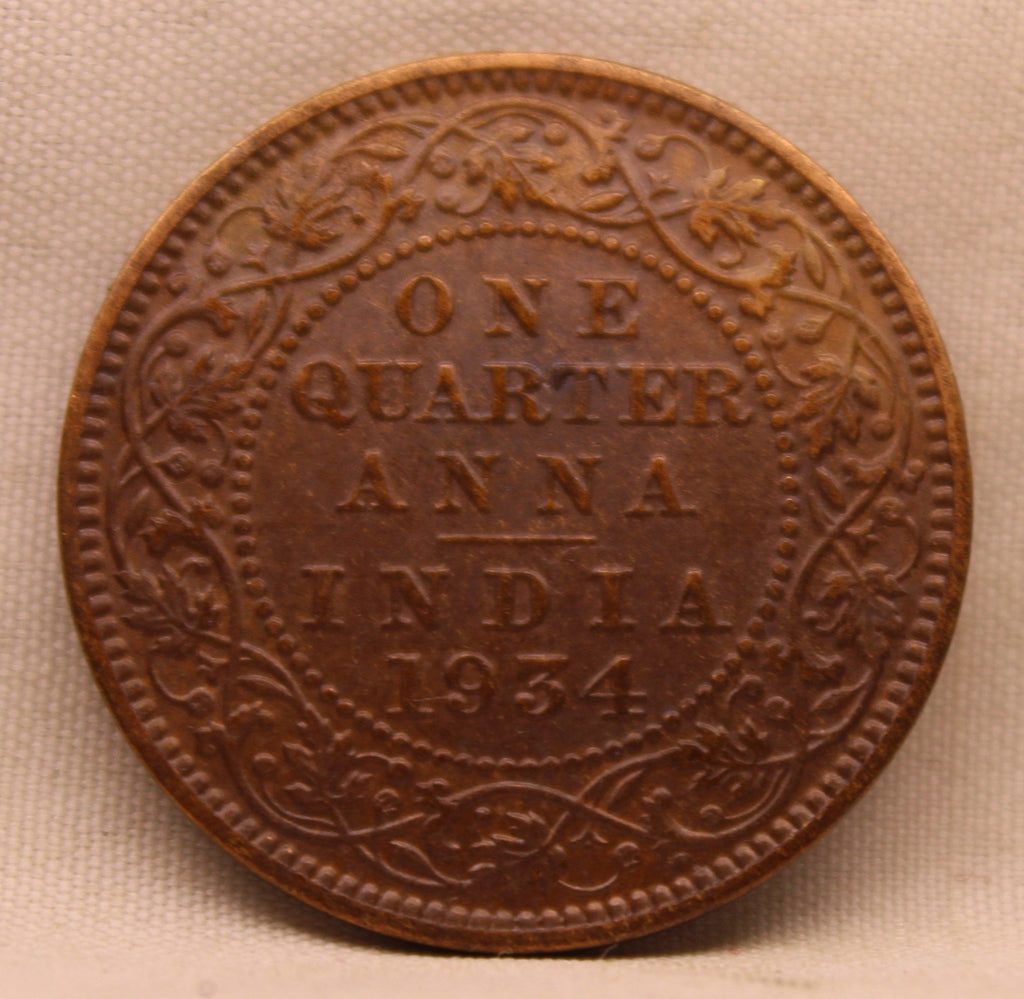 Quarter Anna 1934 George V Copper coins