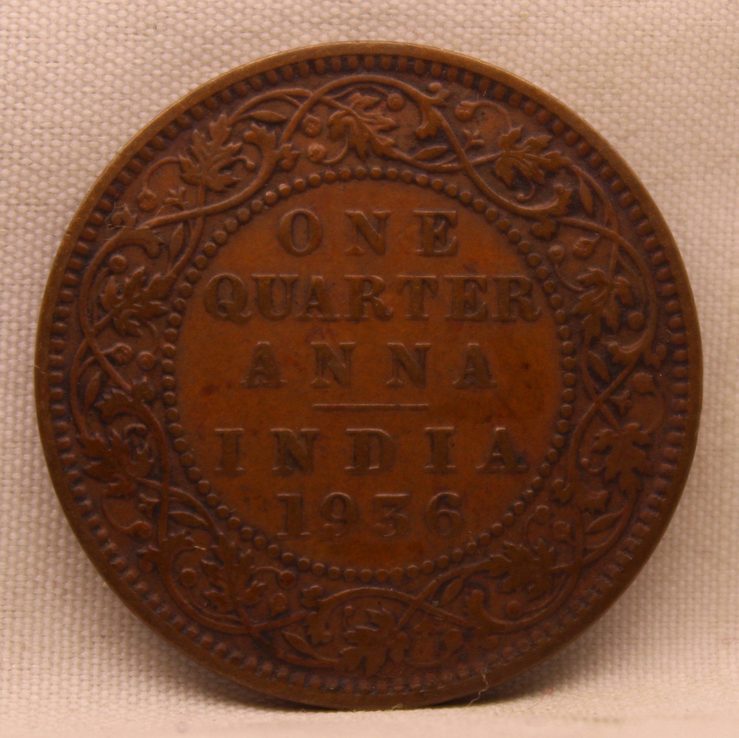 Quarter Anna 1936 George V Copper coins