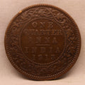 Quarter Anna 1913 George V Copper coins