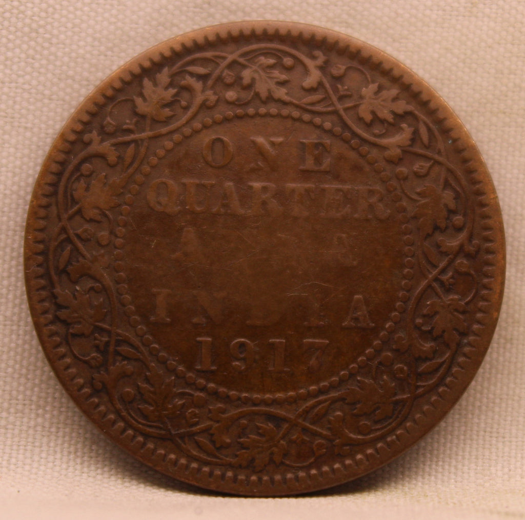Quarter Anna 1917 George V Copper coins