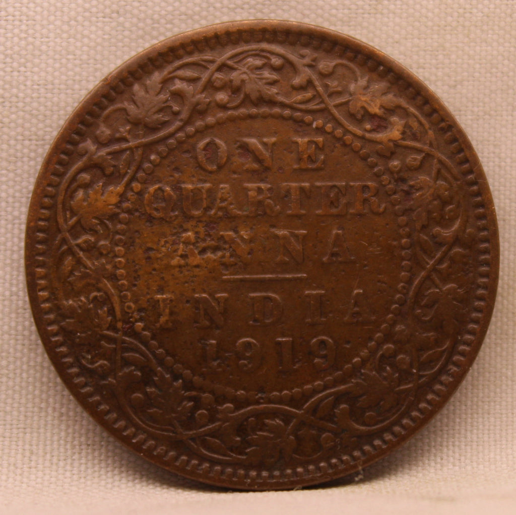 Quarter Anna 1919 George V Copper coins