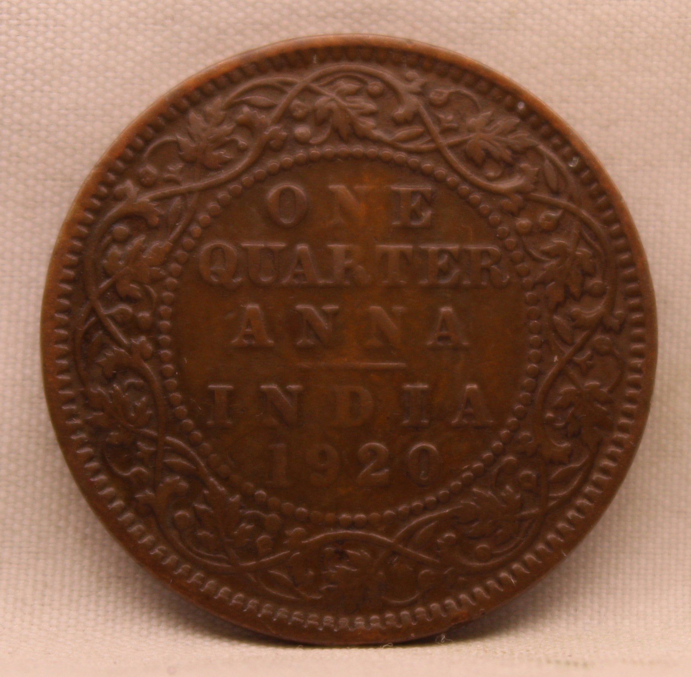 Quarter Anna 1920 George V Copper coins