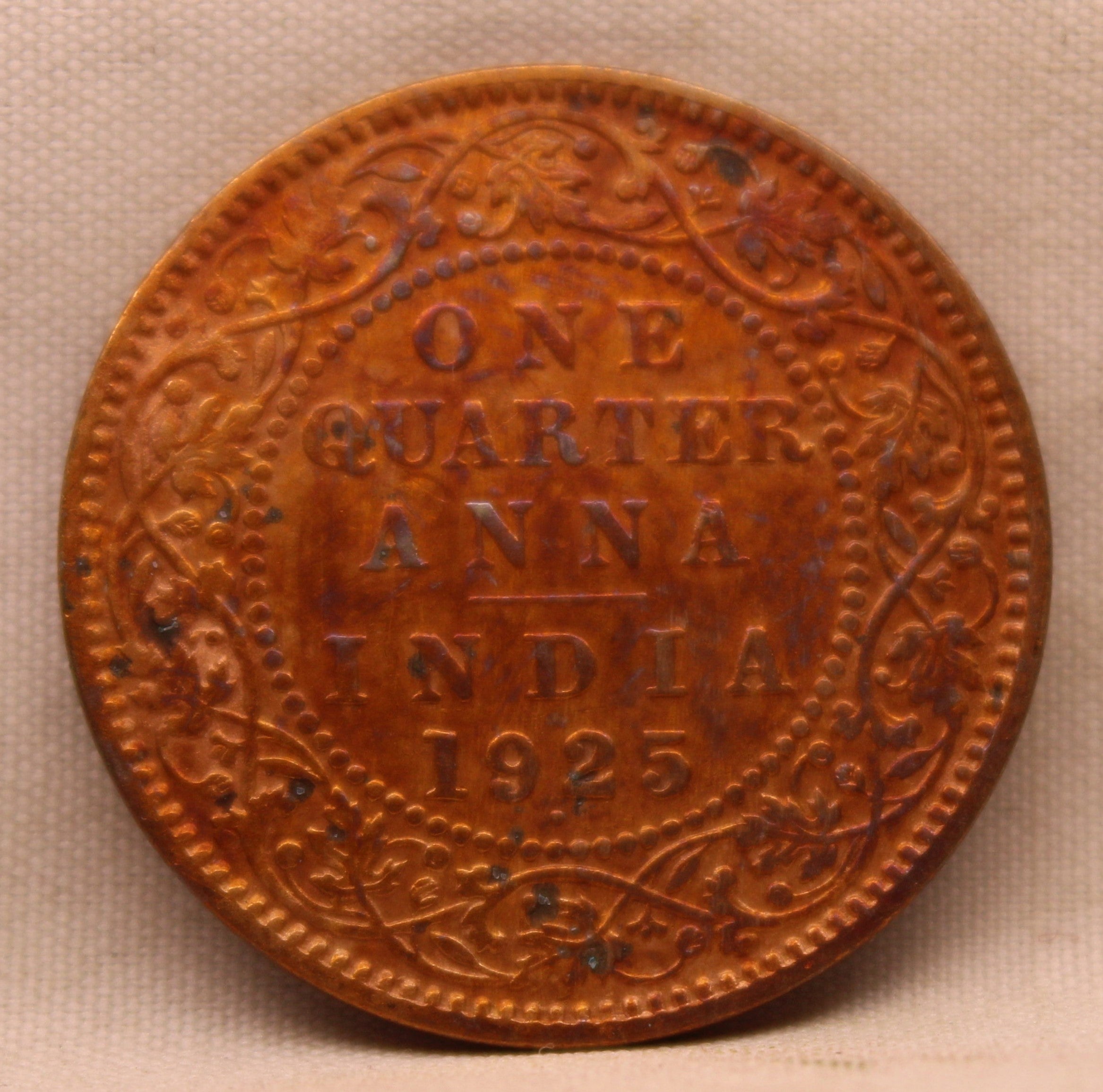 Quarter Anna 1925 George V Copper coins