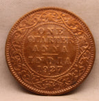 Quarter Anna 1927 George V Copper coins