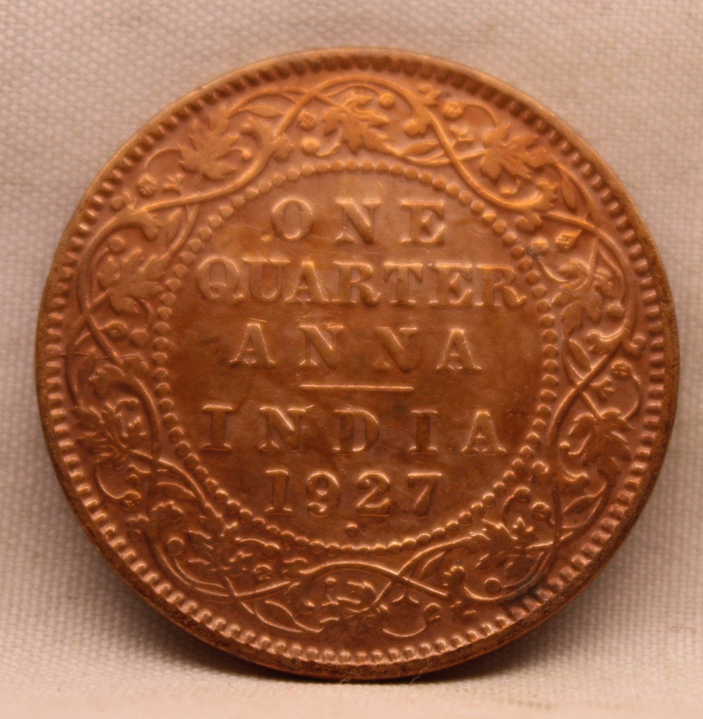 Quarter Anna 1927 George V Copper coins