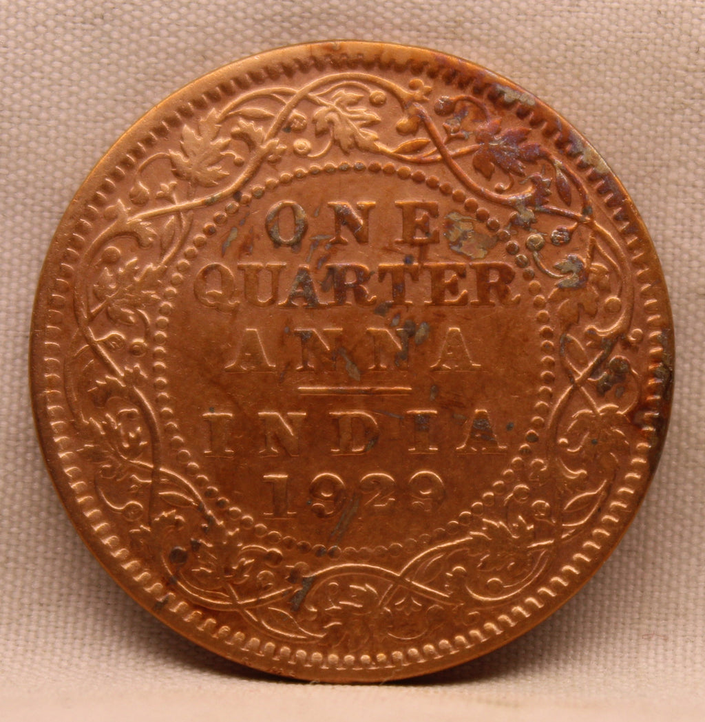 Quarter Anna 1929 George V Copper coins