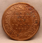 Quarter Anna 1929 George V Copper coins
