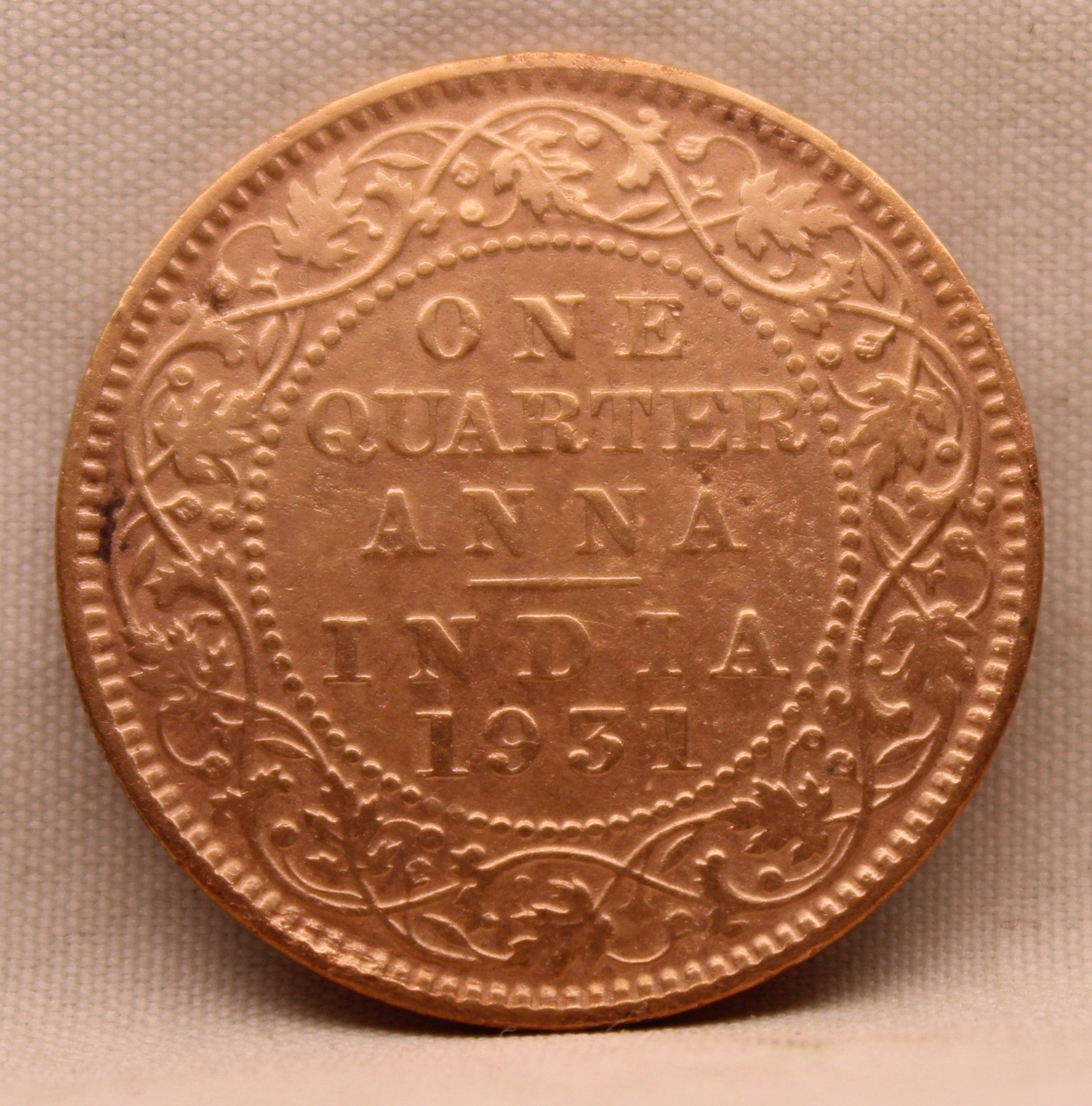 Quarter Anna 1931 George V Copper coins