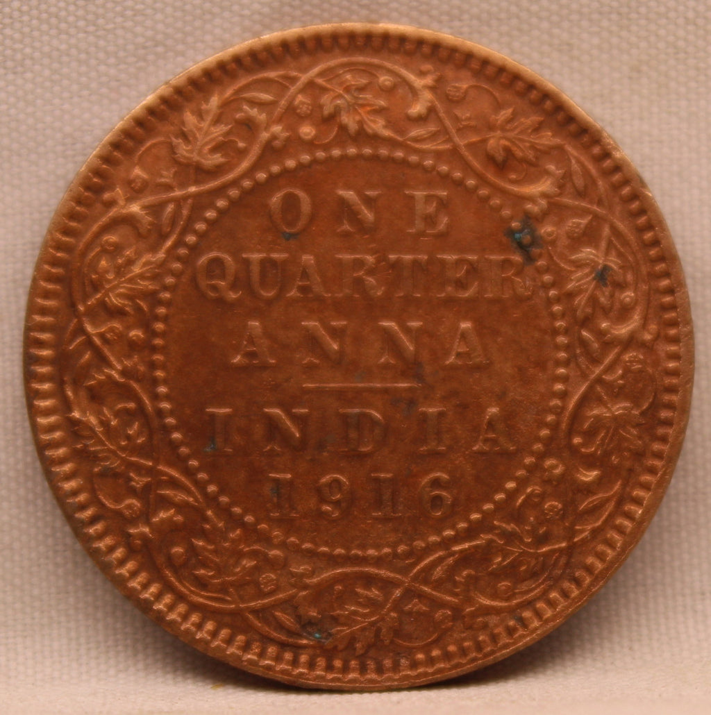 Quarter Anna 1916 George V Copper coins