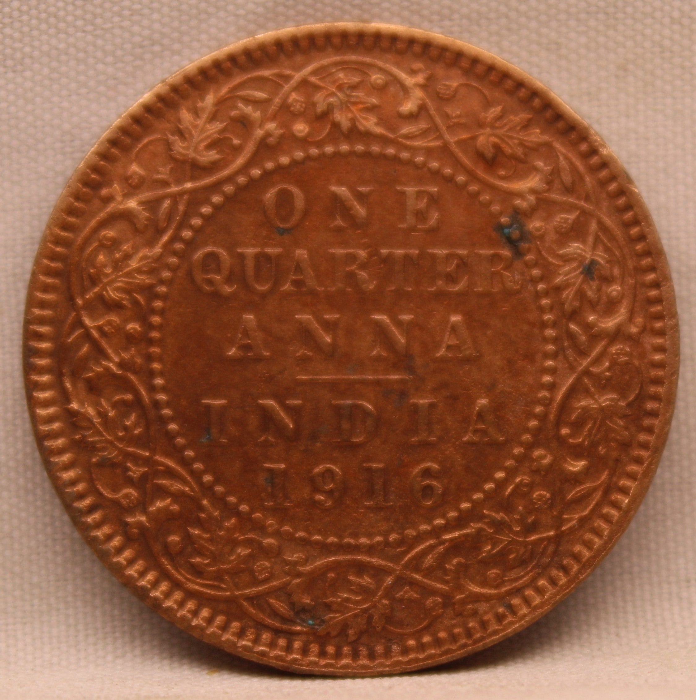Quarter Anna 1916 George V Copper coins