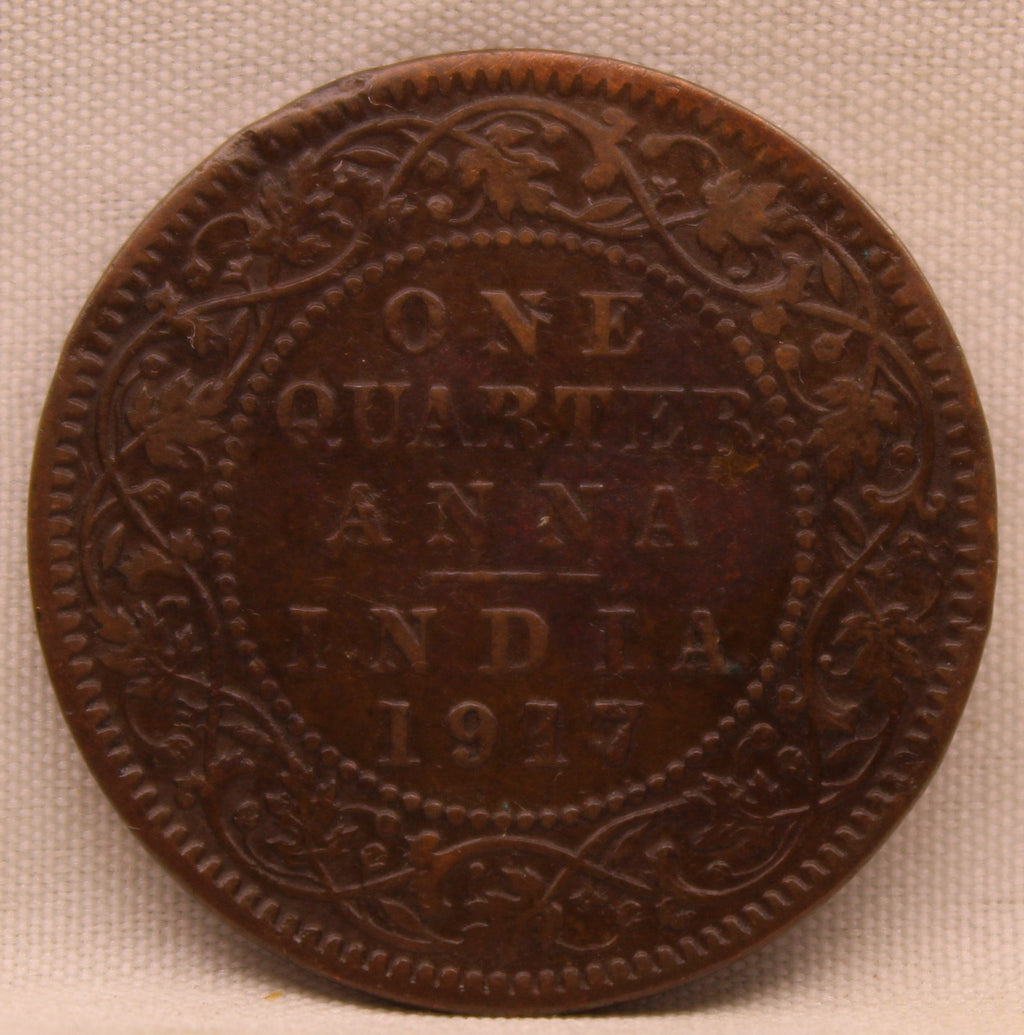 Quarter Anna 1917 George V Copper coins