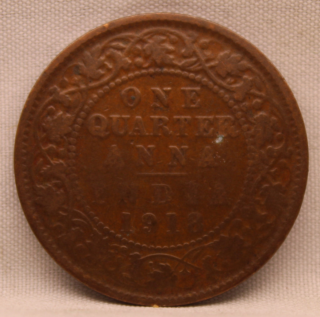 Quarter  Anna 1918 George V Copper coins