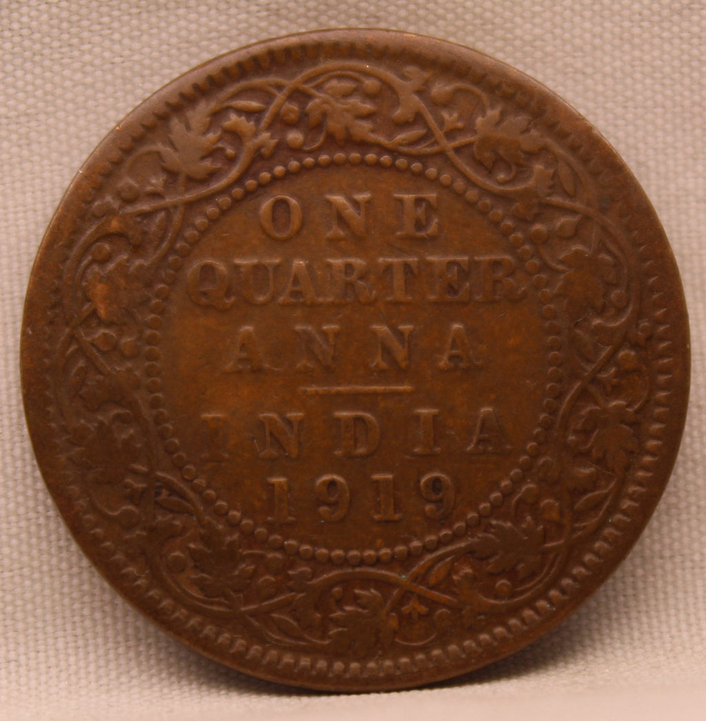 Quarter  Anna 1919 George V Copper coins