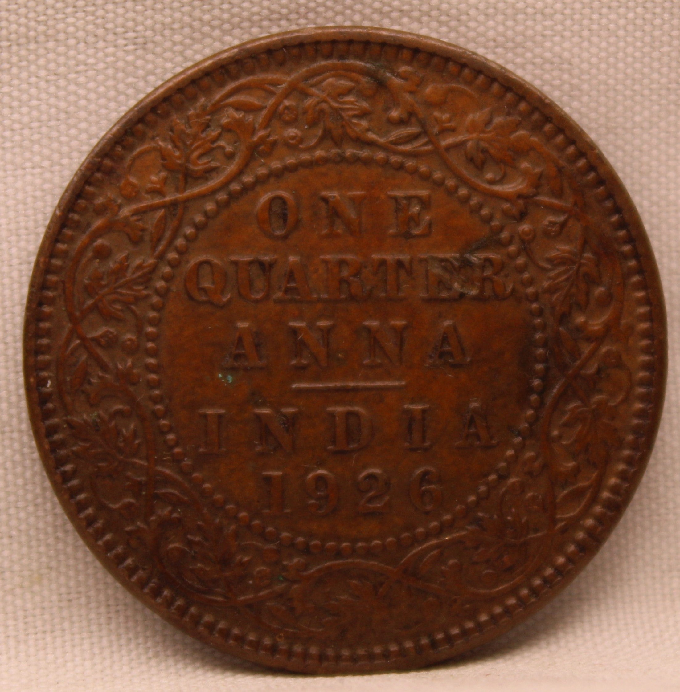 Quarter Anna 1926 George V Copper coins