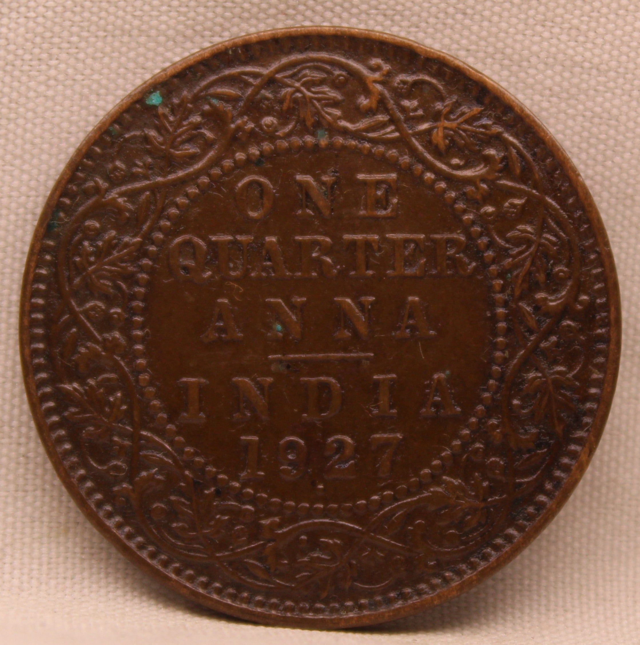 Quarter Anna 1927 George V Copper coins