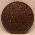 Quarter  Anna 1928 George V Copper coins