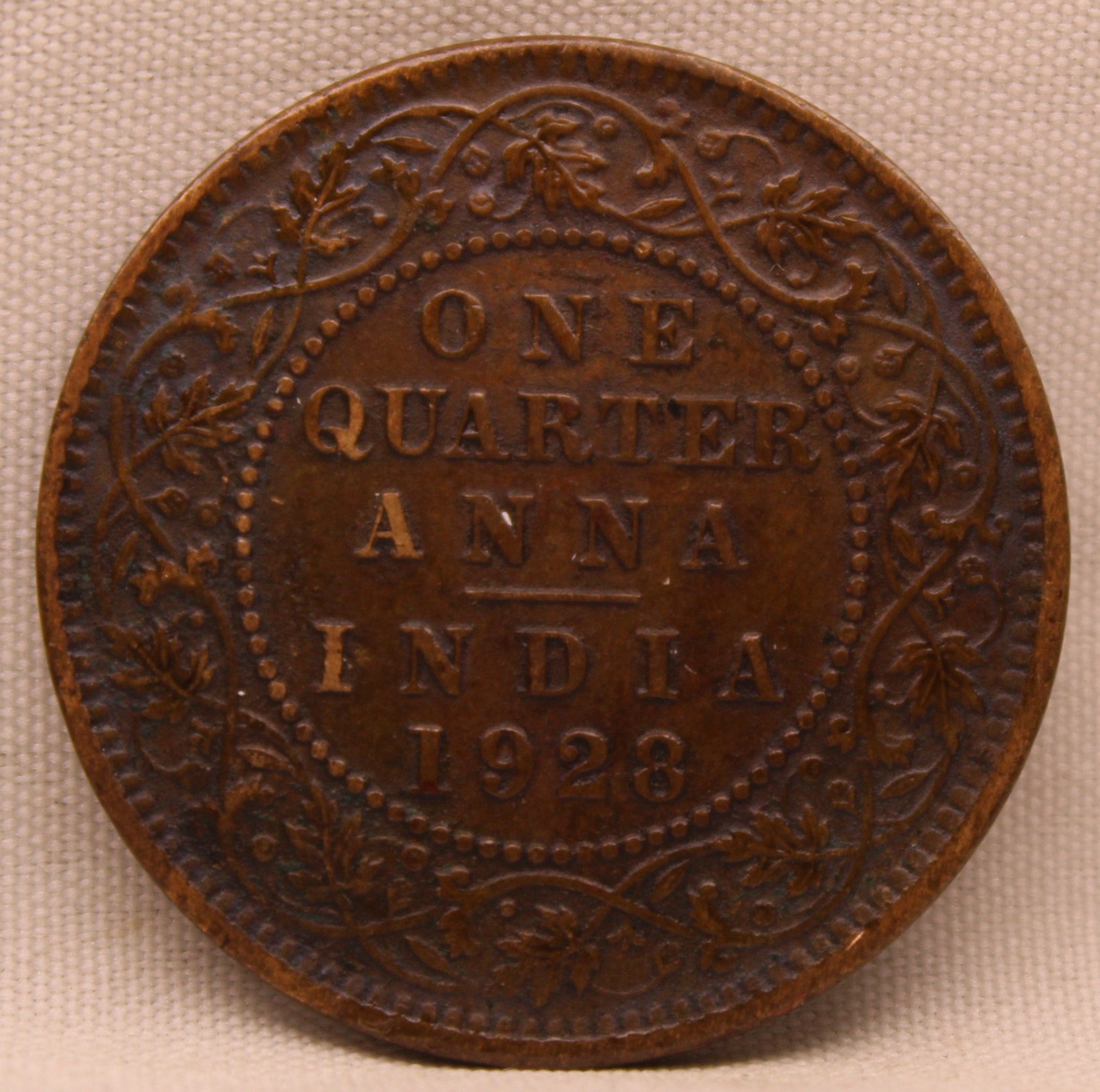 Quarter  Anna 1928 George V Copper coins