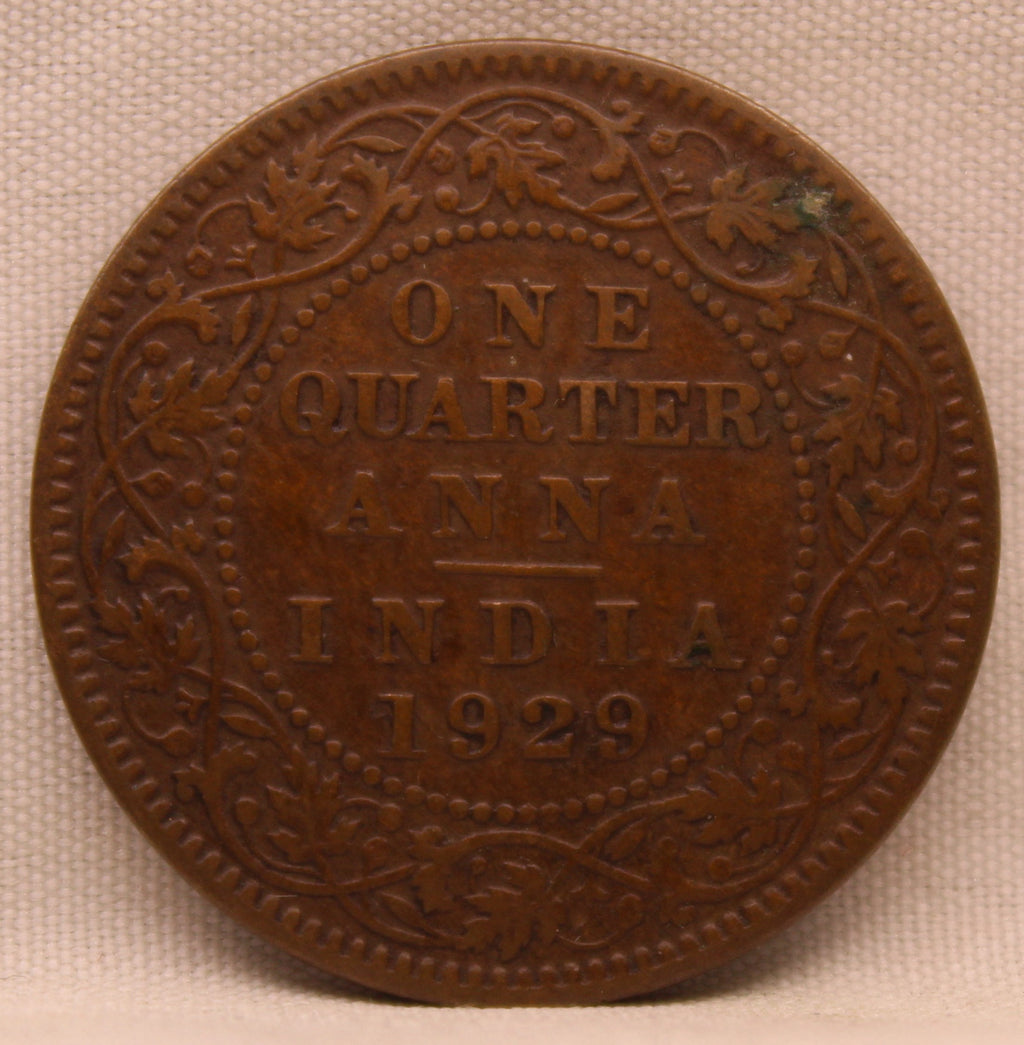 Quarter  Anna 1929 George V Copper coins