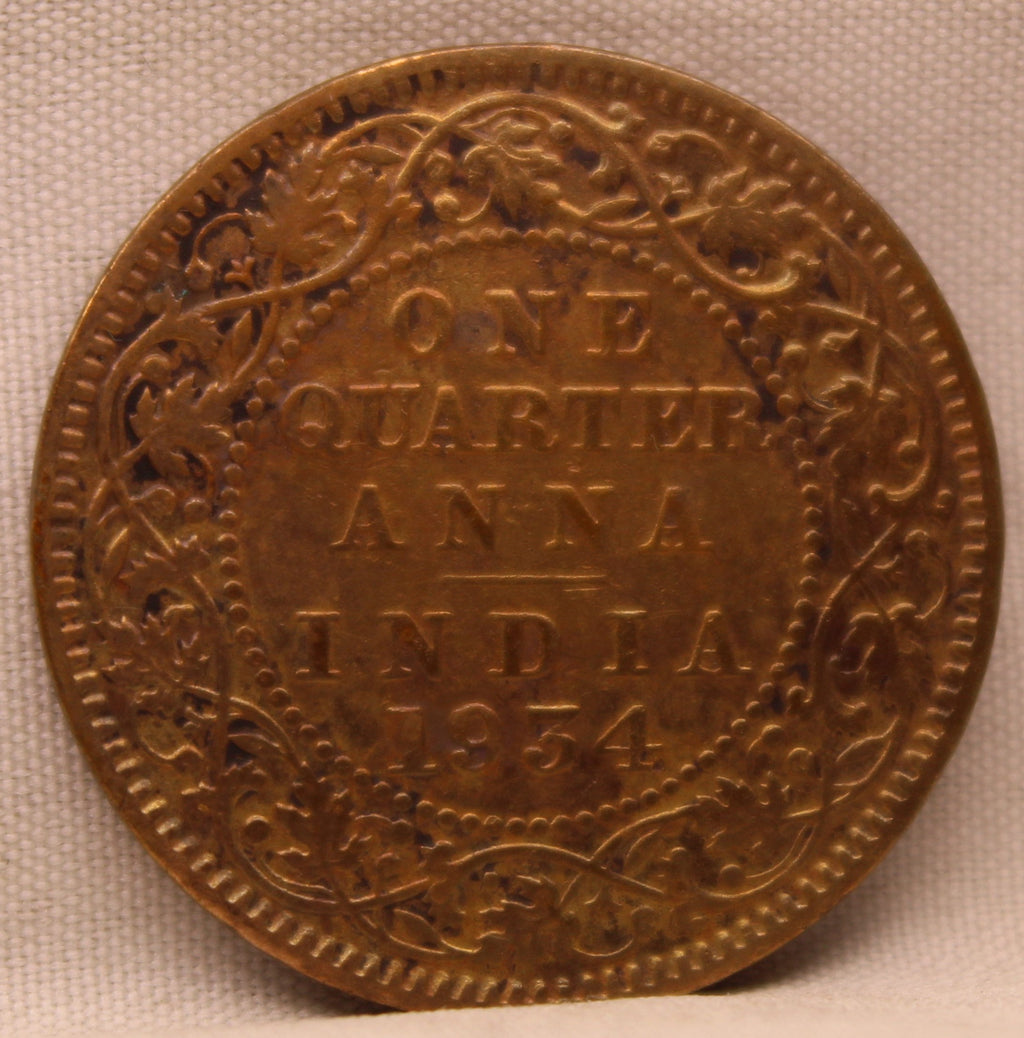 Quarter  Anna 1934 George V Copper coins