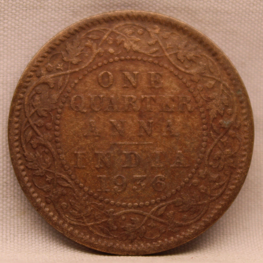 Quarter Anna 1936 George V Copper coins