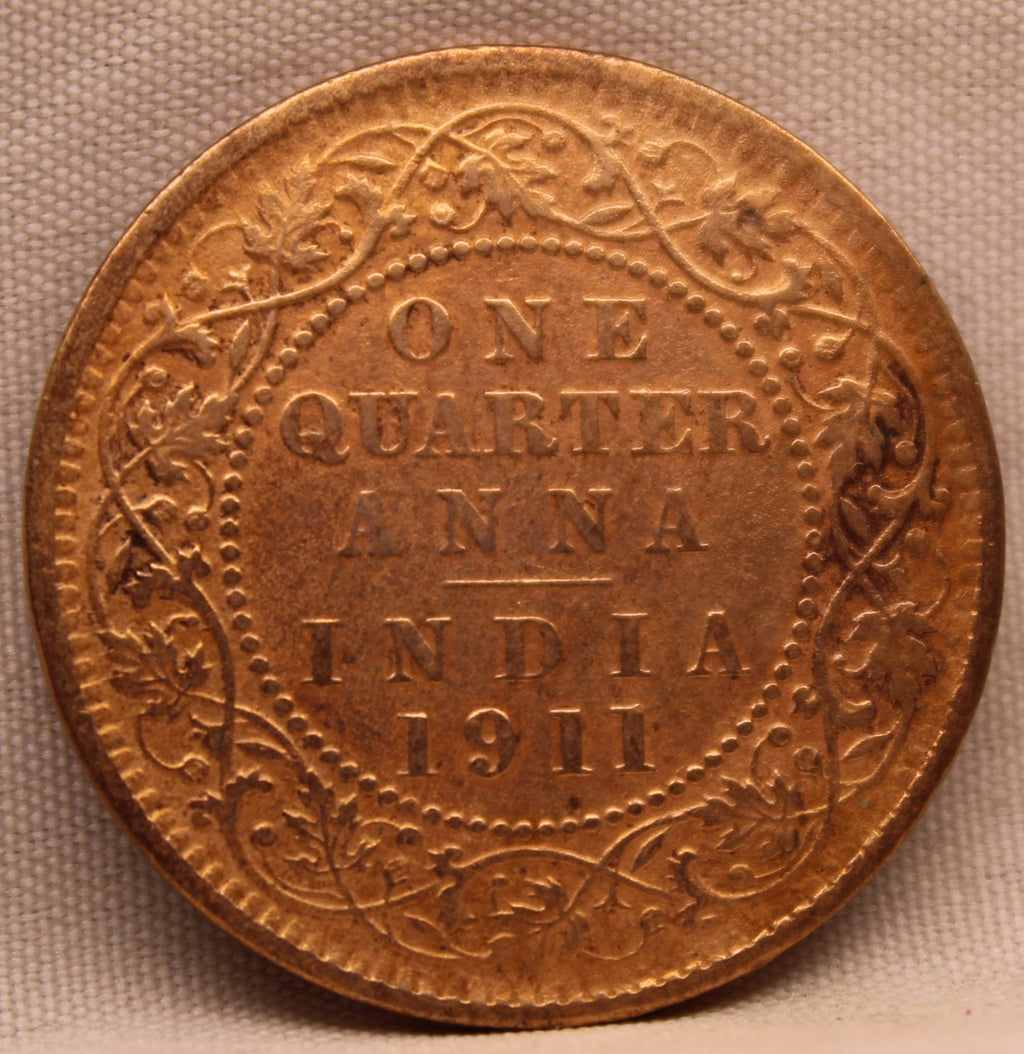 Quarter  Anna 1911 George V Copper coins