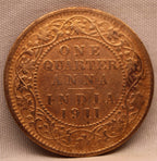 Quarter  Anna 1911 George V Copper coins
