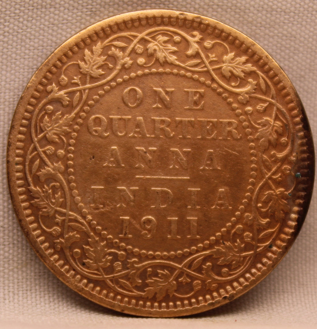 Quarter  Anna 1911 George V Copper coins