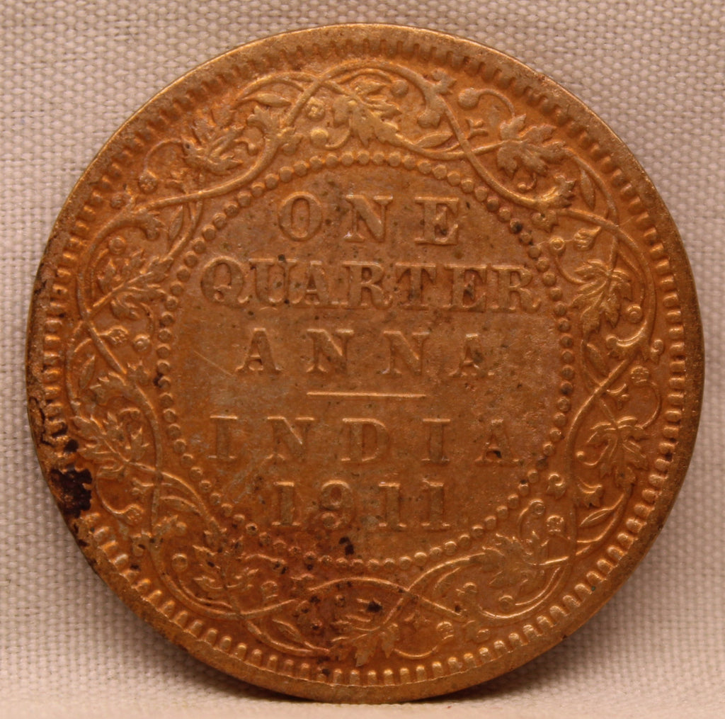 Quarter  Anna 1911 George V Copper coins